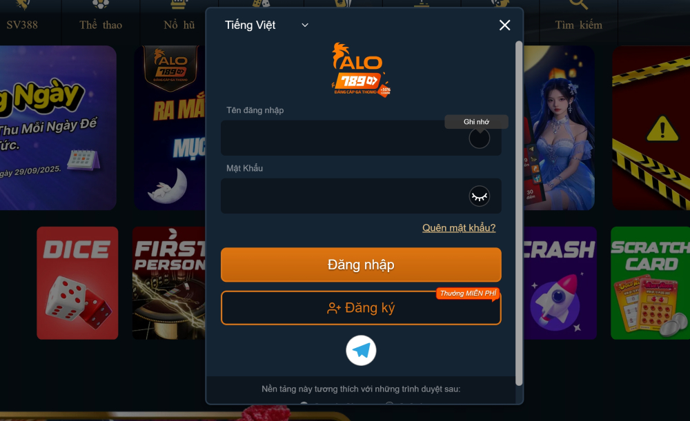 Hướng dẫn toàn diện về đăng nhập và cách lấy lại mật khẩu tại Alo789 1 Điền thông tin vào biểu mẫu để đăng nhập Alo789