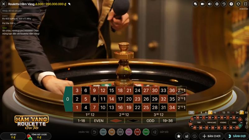 Roulette Hầm Vàng Livestream Alo789 2 Bàn cược Roulette Hầm Vàng Livestream