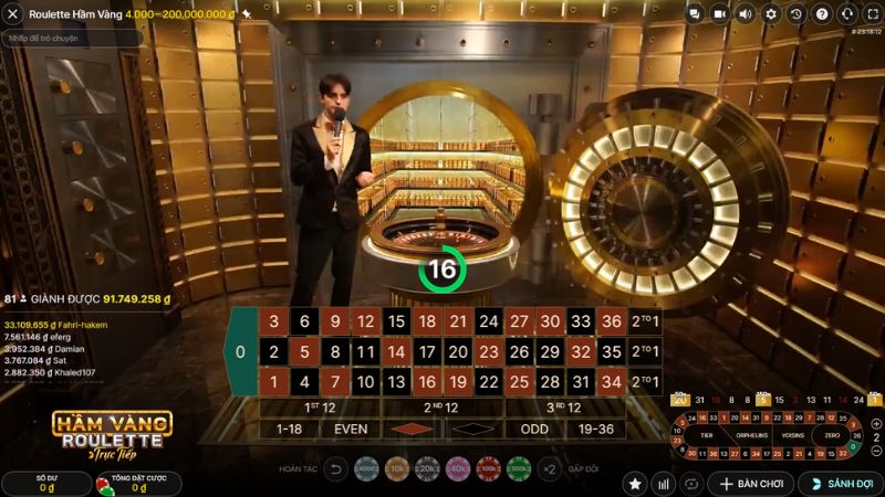 Roulette Hầm Vàng Livestream Alo789 1 Giao diện chơi Roulette Hầm Vàng Livestream